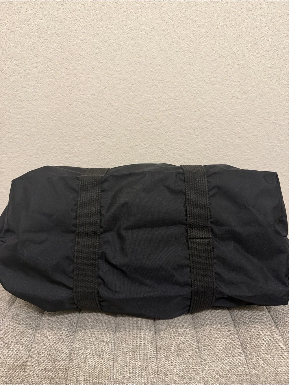 Longchamp Black Duffel Bag with Brown Leather Trim
